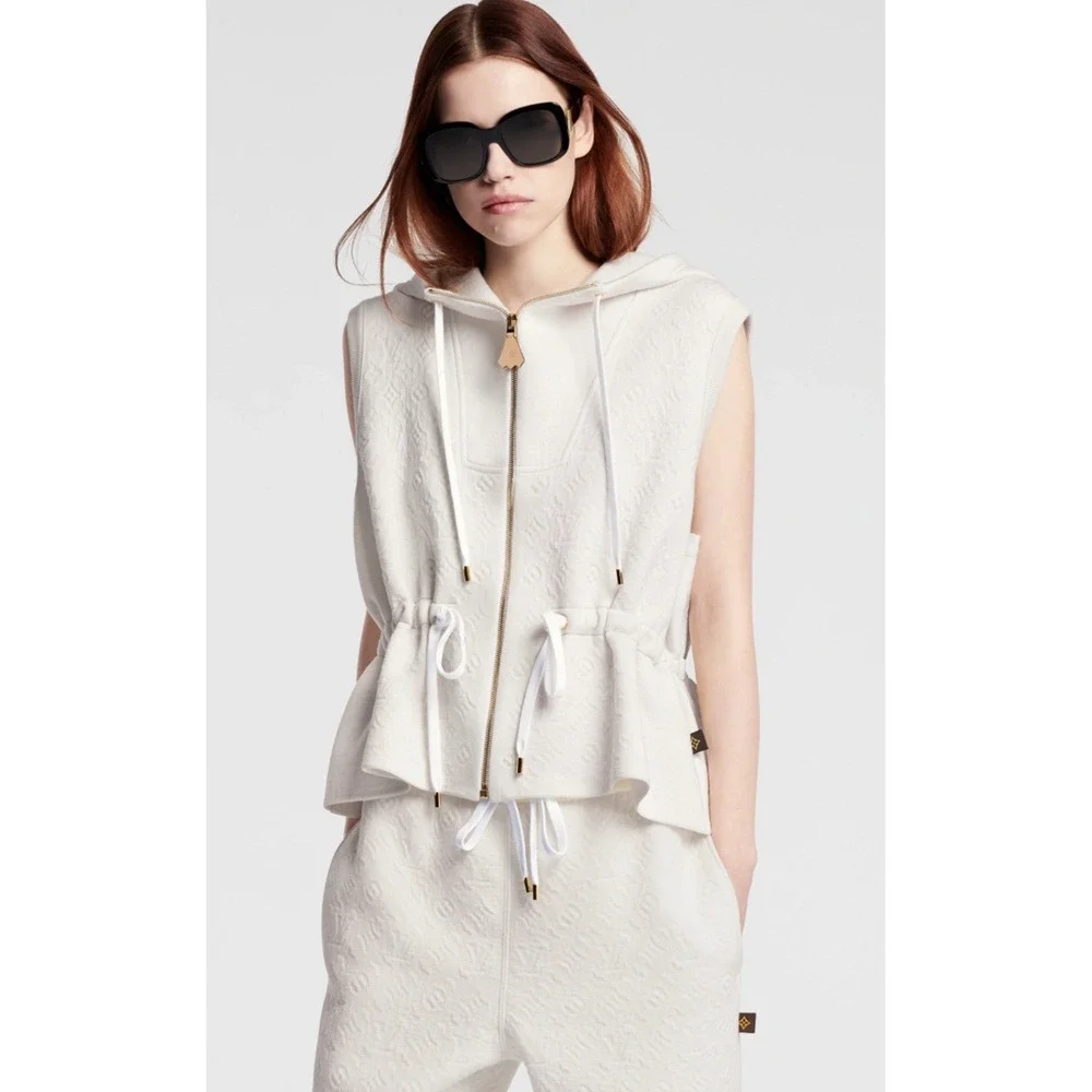 Louis Vuitton Embossed Monogram Hooded Vest sz. XS Wool Cashmere Runway 2024
